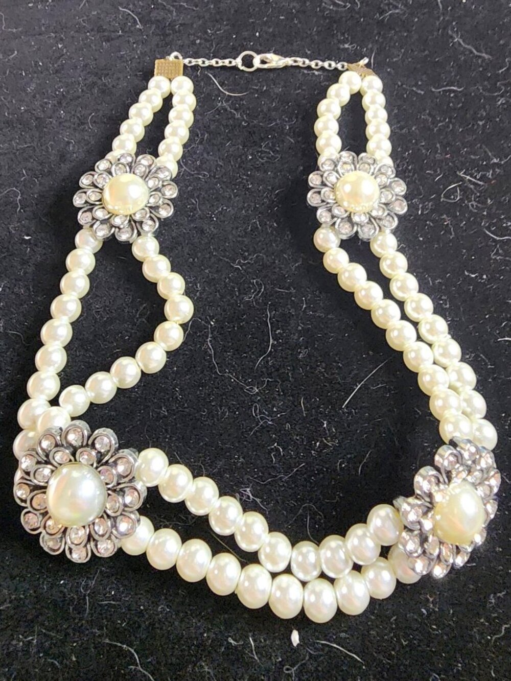 Hand Crafted Pearl Beaded Double Strand Necklace